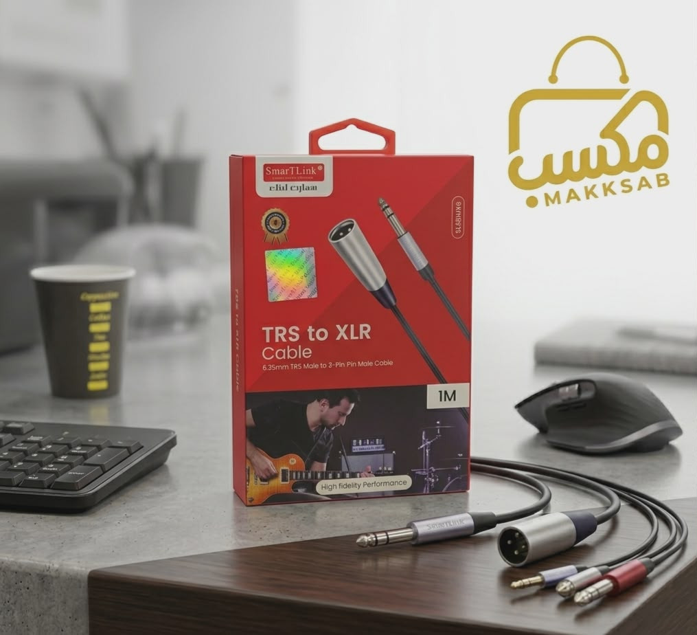 كابل صوت احترافي TRS إلى XLR بطول 1 متر – SmarTLink SL6XLR-1M